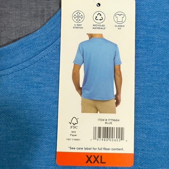 Lands End Men's Tech Tee 4-Way Stretch Classic Fit Tshirt - Blue - Size XXL - Picture 6 of 8